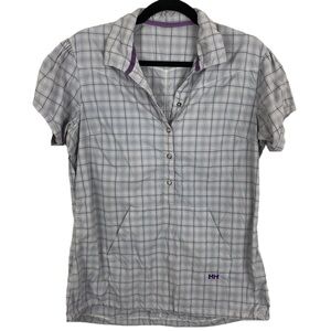 Helly Hansen Plaid Short Sleeve Active Shirt Medium Grey